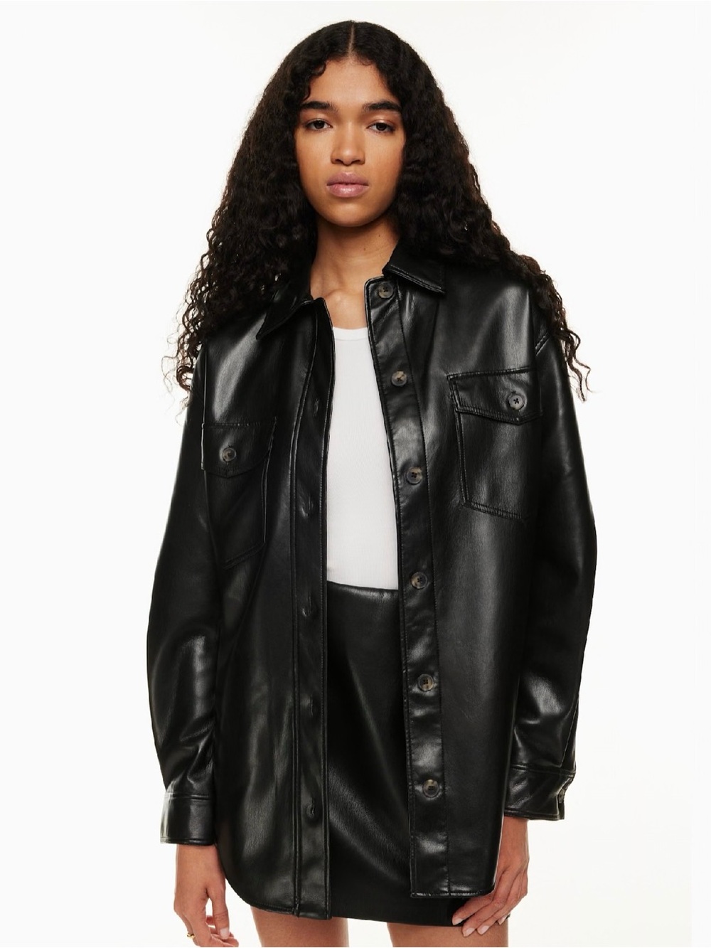 Wilfred “The Ganna” Vegan Leather Shirt Jacket Black - Medium - Like New